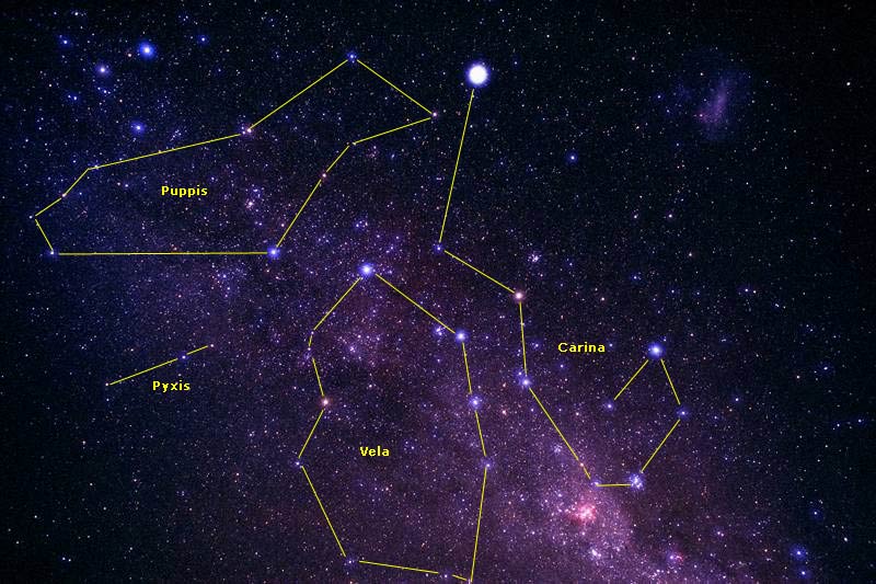 Argo Navis with constellation lines