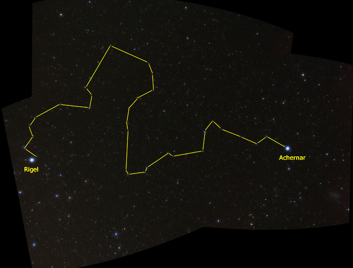 Eridanus Constellation with constellation lines